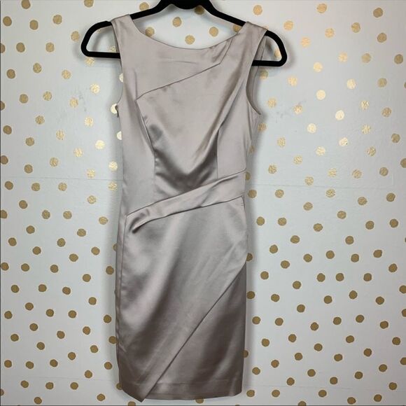 Karen millen champagne satin wrap pencil dress 2 - Picture 3 of 7